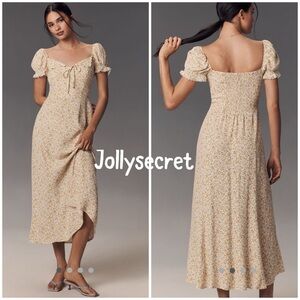 💋Reformation Shyla Floral yellow Cream Dress size 10